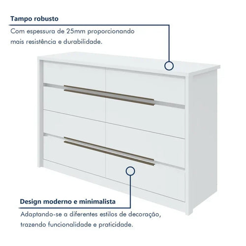 Cômoda Urban 8 Gavetas Espresso Móveis Branco